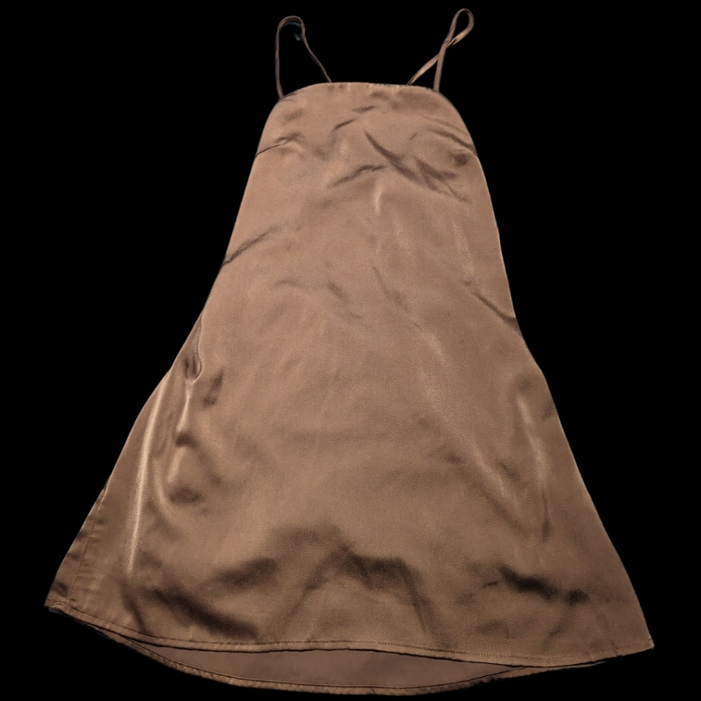 LA Hearts Brown corset back Satin Dress size Large